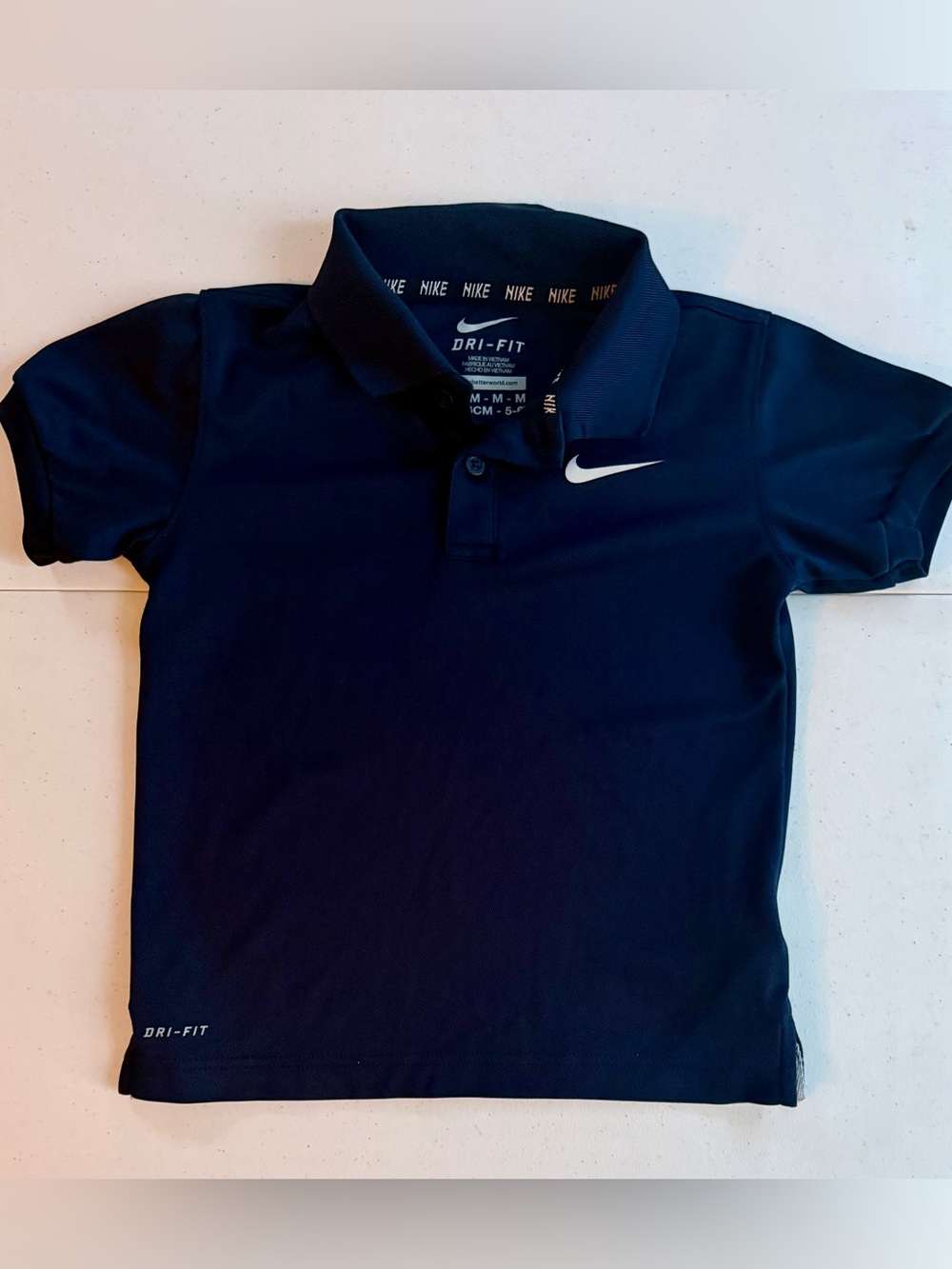Nike Dri-FIT Navy Blue Polo Shirt Kids Size 6M 5-6Y